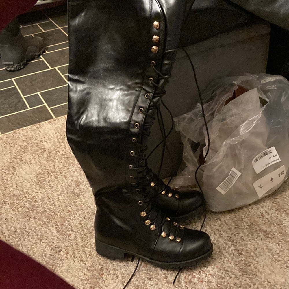Thigh high black boots! Brand new